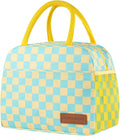 douyadady Lunch Bag Women/Men Lunch Box Women/Men (Yellow+Blue Checkerboard)