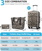 LARVENDER Carry on Luggage 22x14x9 Airline Approved, Expandable 20 Inch Hardside Suitcase with Wheels TSA Lock, PC+ABS Lightweight Carry on Suitcases for Women, Cheetah Print (20/DB/TB)