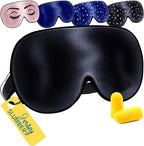 Jersey Slumber 100% Silk Sleep Mask for Women Men Side Sleeper - Light Blocking Eye Mask for Sleeping, Zero Pressure Soft Blindfold, Adjustable Strap, Silk Eye Cover for Travel Nap - Black