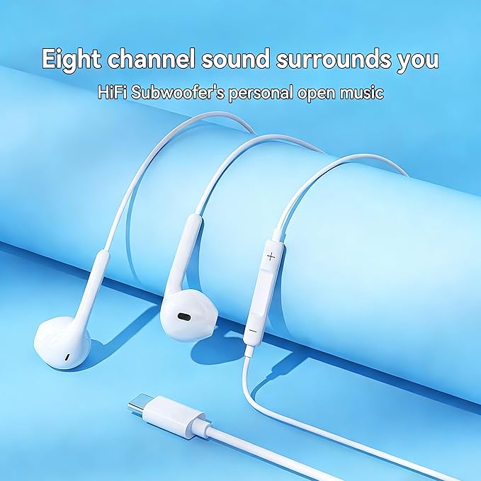 2 Packs USB C Headphones for iPhone 17/16/15 Pro Max Plus Type C Earphones with Microphone & Remote Noise Cancelling Earbuds for iPhone 17/16/15 Pro, iPad, Galaxy S23/S22/S21/S20/Ultra Note 10/20