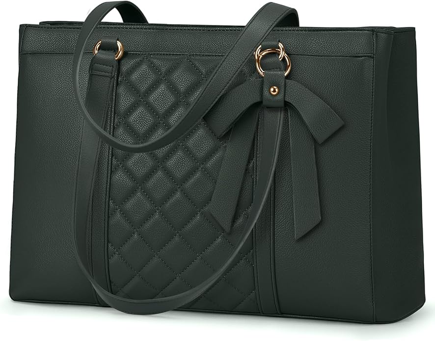 RAINSMORE Laptop Bag for Women 15.6 Inch Work Tote Bags Waterproof Leather Laptop Tote Professional Computer Briefcase