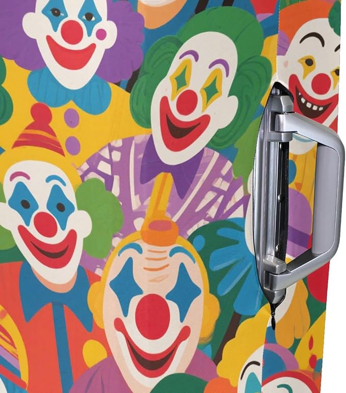 Colorful Cartoon Cute Clown Elastic Large Luggage Cover Washable Elastic Suitcase Covers Luggage Protector Fit 18-32 Inch Luggage, Colorful Cartoon Cute Clown, L 26-28 in, casual