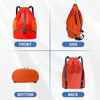 JELUTAR Drawstring Backpack Gym Bag with Shoes Compartment for Soccer, Basketball, Swim, Water-Resistant String Backpack Beach Cinch for Women Men, Red