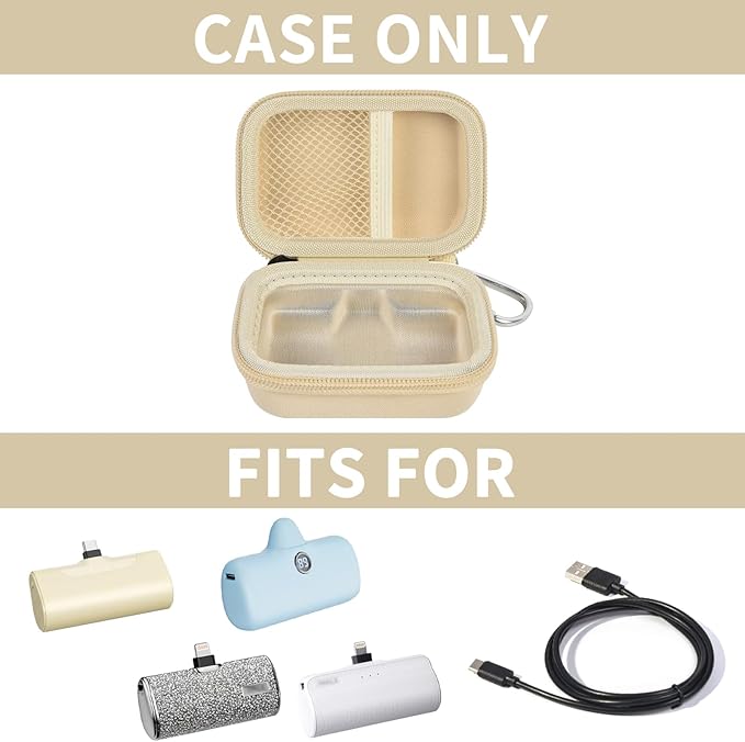 casmilee Portable Charger Power Bank Case for Swyop/for Feob/for Charmast/for JEJILL/for LanLuk/for VEGER/for iWALK/for Taegila/for Kuulaa and More Small Charging Battery Pack - Bag Only (Beige)