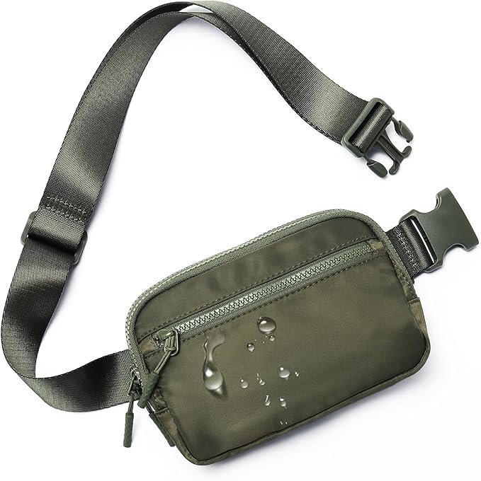 WESTBRONCO Fanny Packs for Women Men, Belt Bag with 4 Zipper Pockets, Fashion Waist Packs, Lightweight Crossbody Bags with Adjustable Strap for Workout/Running/Hiking (Green)