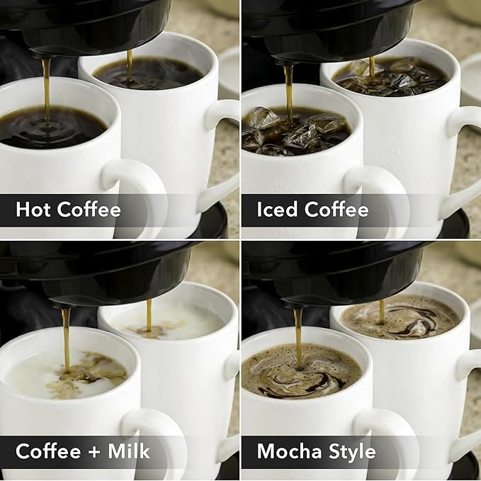 OVENTE Double Drip Coffee Maker. 2 Mugs Included. Coffee Machine. Auto Shut Off, Small Dual Drip Coffee Maker Machine. For Ground Coffee Only, Compact Kitchen or Office Essential, Black CMDD2MB