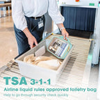Wedama TSA Approved Toiletry Bag, 3 Pack Clear Makeup Bags with Handles, Quart Size PVC Clear Cosmetic Bags for Women and Men, Carry on Airport Airline Compliant Bag, Cyan Green
