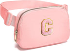 Gitus Customizable Gifts for Girls Age 6-8 8-10 Belt Bag Fanny Pack with Initial for Girls Birthday Gifts for Teenager Girls Teen Girl Gifts Trendy Stuff （Light Pink-C）