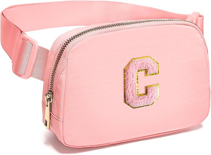 Gitus Customizable Gifts for Girls Age 6-8 8-10 Belt Bag Fanny Pack with Initial for Girls Birthday Gifts for Teenager Girls Teen Girl Gifts Trendy Stuff （Light Pink-C）