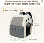 Airline Approved Cat Carrier Backpack - Ventilated Breathable Mesh for Small Dogs & Cats (15lbs), Soft Sided Dog Backpack for Hiking, Camping, Travel & Vet Visits with Padded Straps (Grey)