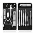 ZIZZON Manicure, Pedicure Kit, Nail Clippers Set of 12Pcs, Professional Grooming Kit, Nail Tools with Luxurious Travel Case Black