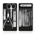 ZIZZON Manicure, Pedicure Kit, Nail Clippers Set of 12Pcs, Professional Grooming Kit, Nail Tools with Luxurious Travel Case Black