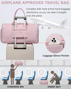 Women Weekender Travel Duffle Bag: Travel Duffel Overnight Bags with Shoe Compartment Large Carry on Tote with Toiletry Bag Weekend Traveling Yoga Gym Hospital Bag for Women with Wet Pocket Pink