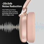 C6 Active Noise Cancelling Headphones, Wireless Over Ear Bluetooth Headphones, 60H Playtime, Lightweight Folding Deep Bass Comfort Fit Ear Cups Headset with Mic for iPad/PC/Home Rose Gold