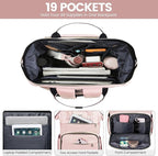 LOVEVOOK Laptop Backpack for Women,15.6 Inch Professional Womens Travel Backpack Purse Computer Laptop Bag Nurse Teacher Backpack,Waterproof College Work Bags Carry on Back Pack with USB Port, Pink