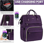 LOVEVOOK Laptop Backpack for Women,15.6 Inch Professional Womens Travel Backpack Purse Computer Laptop Bag Nurse Teacher Backpack,Waterproof Work Bags Carry on Back Pack with USB Port,Dark Purple