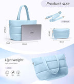 Puffer Tote Bag for Women, Lightweight Puffy Tote with Compartments, Shoulder Bag Crossbody Bags for Women Travel, Work, Gym