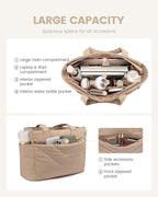 LOVEVOOK Tote Bag for Women, Puffer Work Travel Handbag with Zipper for Teacher Nurse, Quilted Cute Laptop Shoulder Gym Bag