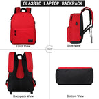 SUPACOOL Casual Laptop Backpack for Men and Women, Backpack for College, USB Charging Port, Lightweight Pack Back(Red)