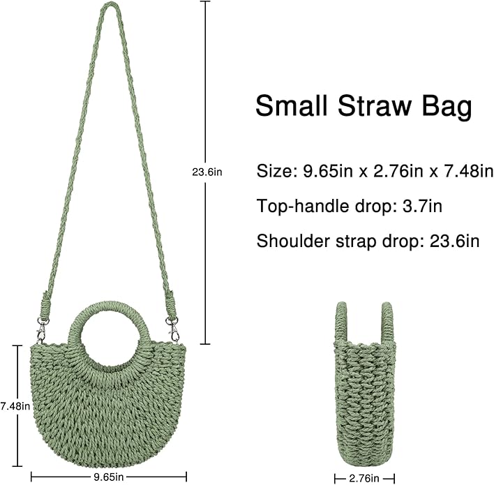 Womens Straw Beach Bag Woven Crossbody Shoulder Bags Top Handle Satchel Handbag Purse for Summer