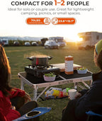 Sportneer Camping Table: Adjustable Height Small Folding Table 23.6" L x 15.7" W 4 Height with Mesh Layer - Compact & Portable Camping Essentials for Outdoor Camp Garden Picnic BBQ Dining Cooking