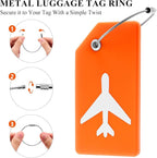 5 Pack Silicone Luggage Tag for Suitcases with Stainless Loop, TSA Approved, Privacy Protection Travel Essentials Bag Tags by Gostwo, Orange