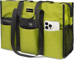 TOPDesign Utility Water Resistant Tote Bag with 13 Pockets, Top Zipper Closure & Thick Bottom Support, for Working Women
