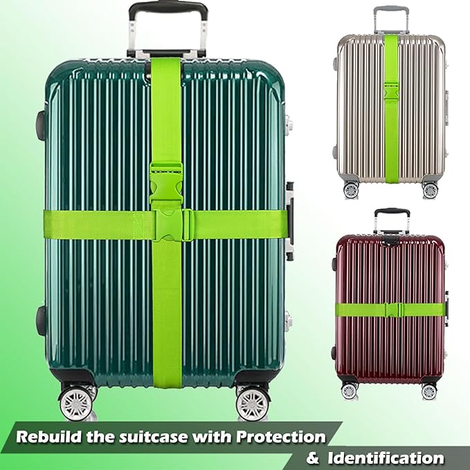 Ultra Long Heavy Duty Luggage Straps for Suitcases/Uprights/Duffels/Bags, 79" Adjustable Travel Packing Belts for Cargo Safety, Sturdy Baggage Strap Belts Multi-Pack