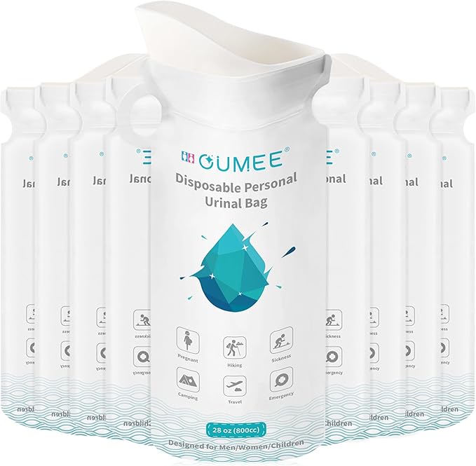 OUMEE 800ML Emergency Disposable Urinal Bags, 8/12/20/23/28 Pcs Camping Pee Bags Unisex Urine Bag Vomit Bag for Travel Traffic Jam Portable Toilet Bag for Men Women
