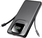 Portable Charger with Built-in Cables,22.5W Super Fast Charging Power Bank Slim Phone Charger,10000mAh Travel Battery Pack Battery Bank with Smart LED Display for iPhone, Android & USB-C