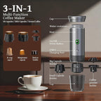 Portable Coffee Maker Espresso Machine, Travel Coffee Maker Self-Heating with USB-C Small Tea Cup, Compatible with Ground Coffee & NS Capsule for RV,Car, Hiking, Camping Office (Green)