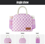 douyadady Lunch Bag Women/Men Lunch Box Women/Men (Purple+Pink Checkerboard)