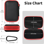 Earbud Case Portable EVA Storage Bag Cell Phone Accessories Organizer with Carabiner for Wired/Wireless Earphone, Earbud, Earpieces, SD Memory Card, Camera Chips, Tech Pouch, Rectangle, Red