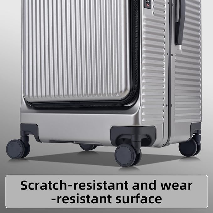 Kaleenie 2 pieces 20/29 Aluminum Frame Carry On and Checked Luggage Set with Side Opening,Lightweight Hardshell ABS+PC Trunk Suitcase with TSA Lock,360° Universal Wheels & Adjustable Handle,Dark Gray
