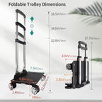 Backpack Trolley Wheeled Cart-Backpack Hand Truck with Luggage Strap,Aluminium Alloy Folding Trolley Cart for Bags Backpack Travel Luggage Cart