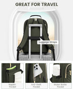 LOVEVOOK Laptop Backpack Purse for Women, Work Business Travel Computer Bags, College Nurse Backpack for Womens, Quilted Casual Daypack with USB Port, Fit 15.6 Inch Laptop, Army Green