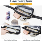 Packism Clear Fanny Pack for Women Stadium Approved - Quilted Clear Belt Bag, Adjustable Strap Fits 35-51 Inches, Transparent Waist Bag for Sports Concerts Festivals, Black