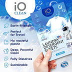 iO CLEAN Laundry Detergent Sheets Unscented, 30 Count – Hypoallergenic Laundry Soap Sheets for Sensitive Skin – Travel Friendly Washing Detergent Sheets for HE & Standard Washers