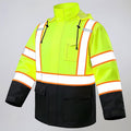 High Vis Reflective Safety Rain Jacket for Men, Class 3 Hi Vis Rain Gear for Construction Workers (Yellow-Black,2XL/3XL)