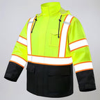 High Vis Reflective Safety Rain Jacket for Men, Class 3 Hi Vis Rain Gear for Construction Workers (Yellow-Black,2XL/3XL)