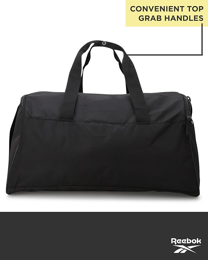 Reebok Duffle Bag - Lightweight Unisex Carry On Gym Bag - Travel and Sports Duffel Bags for Men and Women, Denver - Black
