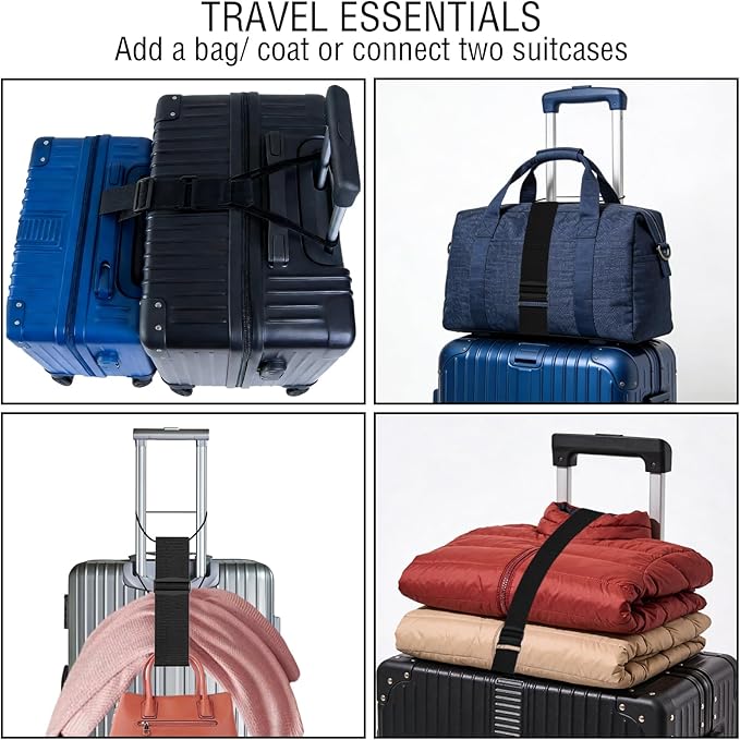 3PCS Luggage Straps,Adjustable Luggage Connector Straps with Heavy-Duty Elastic Belt to Connect Two Suitcases,Add a Bag Luggage Belt,Luggage Accessories for Travel for Securing Carry-On&Bag Essentials