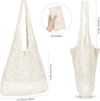 WantGor Crochet Bags, Beach Mesh Tote Bag Womens Shoulder Shopping Handbag Casual Travel Totes Bag Foldable Hobo Bags