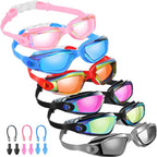 Flutesan 6 Pack Swim Goggles for Adult Anti Fog Swimming Glasses with Ear Plugs Nose Clip No Leaking Full Protection Goggles