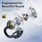 Kinglucky Jewelry-Inspired Clip-On Earbuds with Butterfly Earrings, Comfortable Fit & 50H Playtime Open Ear Bluetooth 5.4 Wireless Headphones for Women, Small Ears, Sports & Workouts (Black)