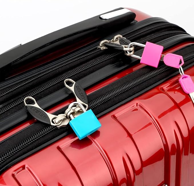 2 Pcs Small Locks with Keys,Multicolor Mini Key Locks, Plastic-Covered Copper Keyed Padlock for Luggage, Backpack, Gym Locker, Suitcase, Boxes