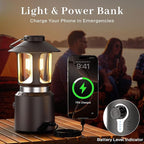 Camping Lantern Rechargeable, Telescopic 8000mAh Retro Waterproof Camping Light, Electric Lanterns for Power Outages, Vintage Hurricane Lamp for Tent Outdoor Patio RV Fishing