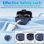 for Bose Ultra Open Earbuds Case with Secure Lock & Phone Stand, Soft TPU Shockproof Protective Clear Case for Bose Open Ear Earbuds Accessories with Cleaning Pen & Keychain (Dark Blue)