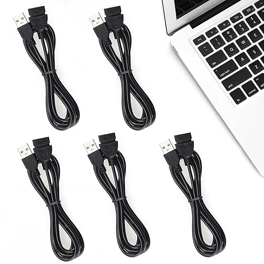 Smays Short USB Extension Cable 10-Pack Bulk, Male to Female, 1.6 ft USB-A 2.0 Extender Cord