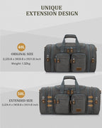Gonex Canvas Duffle Bag for Travel, Expandable Water Resistant 50L Carry on Duffel Overnight Weekender Gym Bag with Wet Dry Separation Pocket & Suitcase Handle Sleeve, Grey